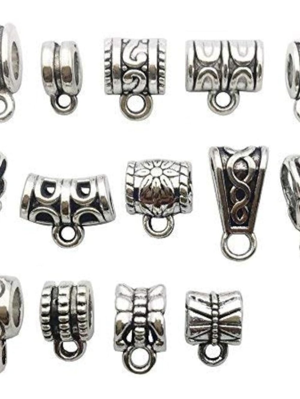 100g About 125pcs Mixed Tibetan Tube, Spacer Bail Bead Hanger Fit Charm European